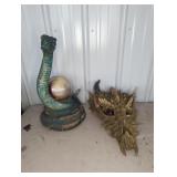 2 RESIN FANTASY GARDEN ART PIECES