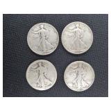 (4) WALKING LIBERTY HALF DOLLARS - 20?,36,44,44,