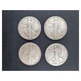 (4) WALKING LIBERTY HALF DOLLARS - 39,41,45,46