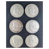 (6) FRANKLIN HALF DOLLARS