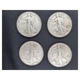 (4) WALKING LIBERTY HALF DOLLARS - 37,41,42,44