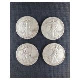(4) WALKING LIBERTY HALF DOLLARS - 39-42