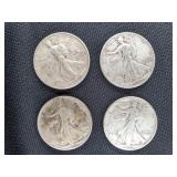 (4) WALKING LIBERTY HALF DOLLARS - 41 & 43