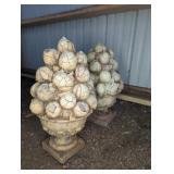 2 CONCRETE LEMONS IN URN FOUNTAIN  TOPPERS