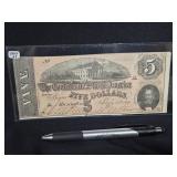 CONFEDERATE STATES OF AMERICA $5 BILL 1864
