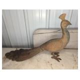 SMALL CAST IRON PEACOCK STATUE
