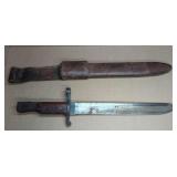 ROSS RIFLE BAYONET & SCABBARD, MARKED "U.S."