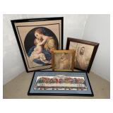 (4) FRAMED CROSS STICH RELIGIOUS WALL HANGINGS
