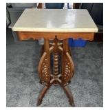 MARBLE TOP VICTORIAN PARLOR TABLE, 20"X16"X30"