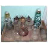 OIL LAMPS, CHIMNEYS AND OIL