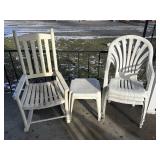 PLASTIC PATIO CHAIRS/TABLES/ & ROCKER