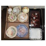 GROUP OF CHINA, GLASS PLASTIC SERVING TRAY