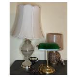 (2) TABLE LAMPS, DESK LAMP, SMALL LAMP FIXTURE