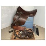 LEATHER HORSE SADDLE W/ ACCESSORIES