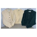 (3) IRISH KNIT WOOL SWEATERS
