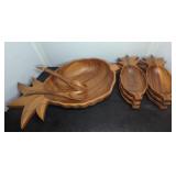 WOOD PINNEAPPLE SALAD BOWLS