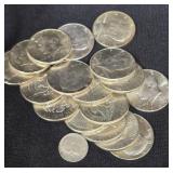 (17) 40% SILVER HALF DOLLARS & 1959 ROOSEVELT DIME