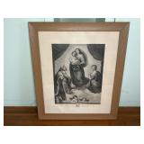 FRAMED "THE SISTINE MADONNA" ENGRAVING PRINT
