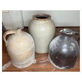 (2) STONEWARE JUGS, JAR CROCK