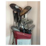 GOLF CLUBS W/ BAG - SOME WOOD CLUBS