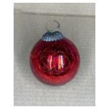 RED GLASS KUGEL GERMAN TREE ORNAMENT W/ BRASS RING