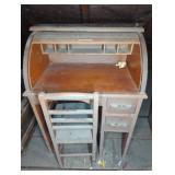 CHILDS ROLL TOP DESK W/CHAIR, 29"X18"X33"