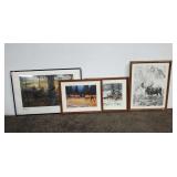 (4) FRAMED DEER PRINTS