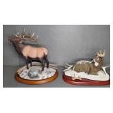 (2) DANBURY MINT WINTER DEER FIGURINES
