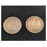 1841 & 1890 SEATED LIBERT DIMES