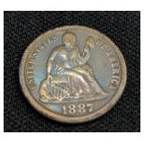 1887 SEATED LIBERTY DIME