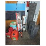 GAS CANS, LAWN/GARDEN TOOLS, & FENCING