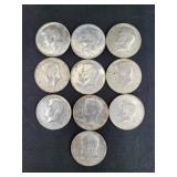 (10) US  KENNEDY SILVER HALF DOLLARS