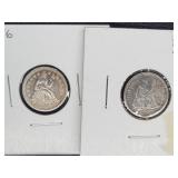 (2) SEATED LIBERTY DIMES W/ FULL LIBERTY