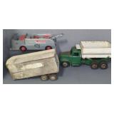 PRESSED STEEL TOY TRUCKS AND TRAILER