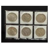 (6) PEACE SILVER DOLLARS