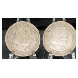 (2) COLUMBIAN HALF DOLLARS