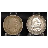 (2) COLUMBIAN HALF DOLLARS
