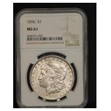 NGC 1896 MORGAN SILVER DOLLAR - MS- 61