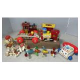 VINTAGE FISHER PRICE - PULL TOYS, TRAIN, PHONE