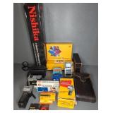 CAMERAS, BULBS, TRIPOD