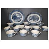 ROYAL CHINA CURRIER & IVES BLUE TRANSFERWARE