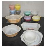 GROUP OF FIRE KING & GLASBAKE DISHES