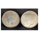 (2) 1922 PEACE SILVER DOLLARS