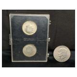 (2) 1964 KENNEDY HALF DOLLARS & 72 IKE DOLLAR