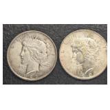 (2) 1922 PEACE SILVER DOLLARS
