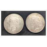 (2) PEACE SILVER DOLLARS