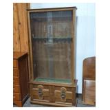 WOODEN GLASS FRONT GUN CABINET