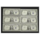 (6) 1957 $1 SILVER CERTIFICATES