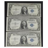 (3) CONSEC. SERIAL # SERIES 1935 $1 SILVER CERT.