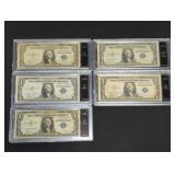 (5) SERIES1935 $1 SILVER CERTIFICATES